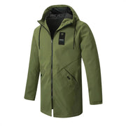 Mid-length Men's Hooded Casual Workwear Shell Jacket Windproof Jacket