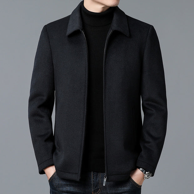Men's Casual Polo Collar Woolen Jacket Woolen Coat Men's Clothing