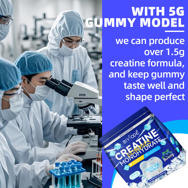 Factory Wholesale Creatine Monohydrate Gummies Herbal Supplement Strength And Endurance Enhancer 100 Percent Natural Vegan Friendly