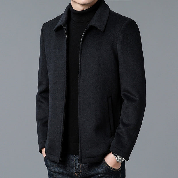 Men's Casual Polo Collar Woolen Jacket Woolen Coat Men's Clothing