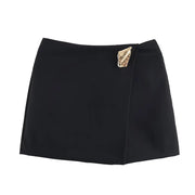 Asymmetry High Waist Mini Skirt Women Fashion Metal Decoration Elegant Skirt Shorts Woman Y2k Streetwear A Line Casual Skorts