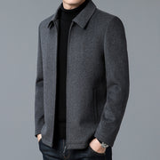 Men's Casual Polo Collar Woolen Jacket Woolen Coat Men's Clothing