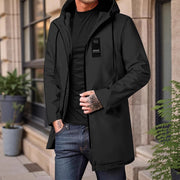 Mid-length Men's Hooded Casual Workwear Shell Jacket Windproof Jacket