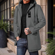 Mid-length Men's Hooded Casual Workwear Shell Jacket Windproof Jacket